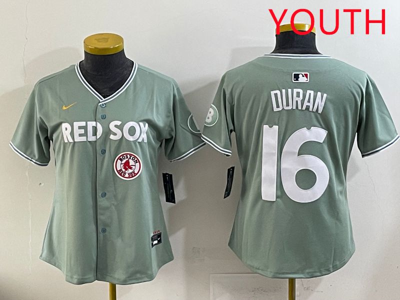 Youth 2025 Boston Red Sox #16 Duran Light Green Joint Name Nike MLB Jersey style 20